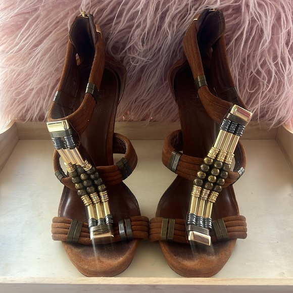 Tory Burch Carla Beaded Metallic Suede Pumps Size 9 - Picture 2 of 5